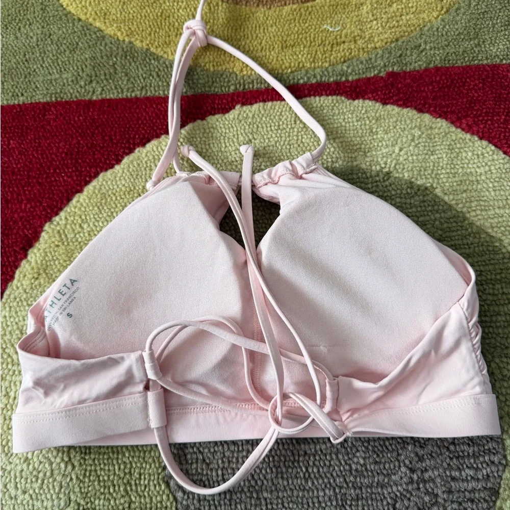 Athleta Women High Neck Keyhole Bikini Top Swim Swimwear Pink Women’s Size Small